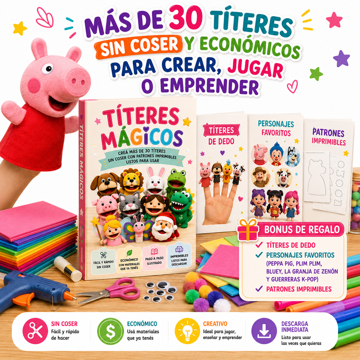 TÍTERES MÁGICOS "Manual para crear paso a paso títeres de personajes favoritos"